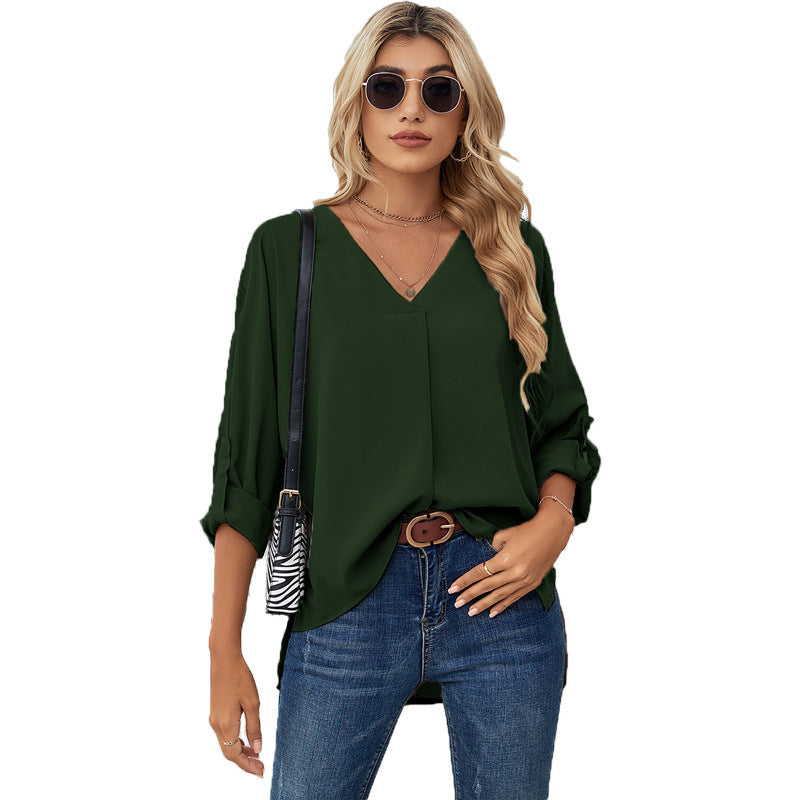 Chiffon V-neck shirt