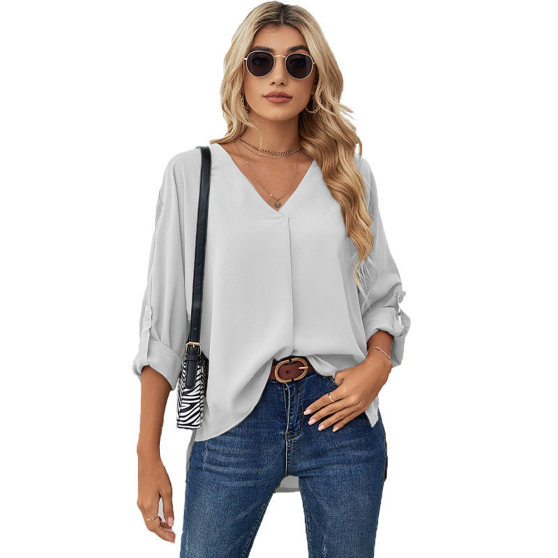 Chiffon V-neck shirt