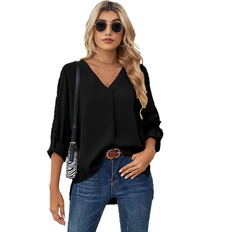 Chiffon V-neck shirt