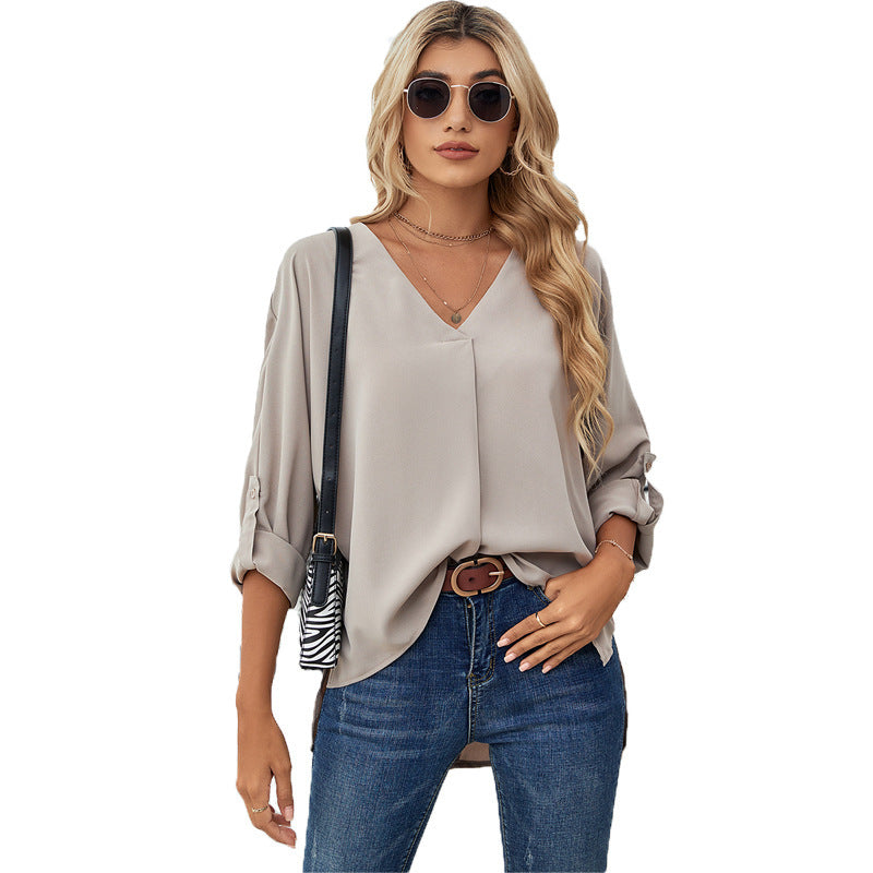 Chiffon V-neck shirt