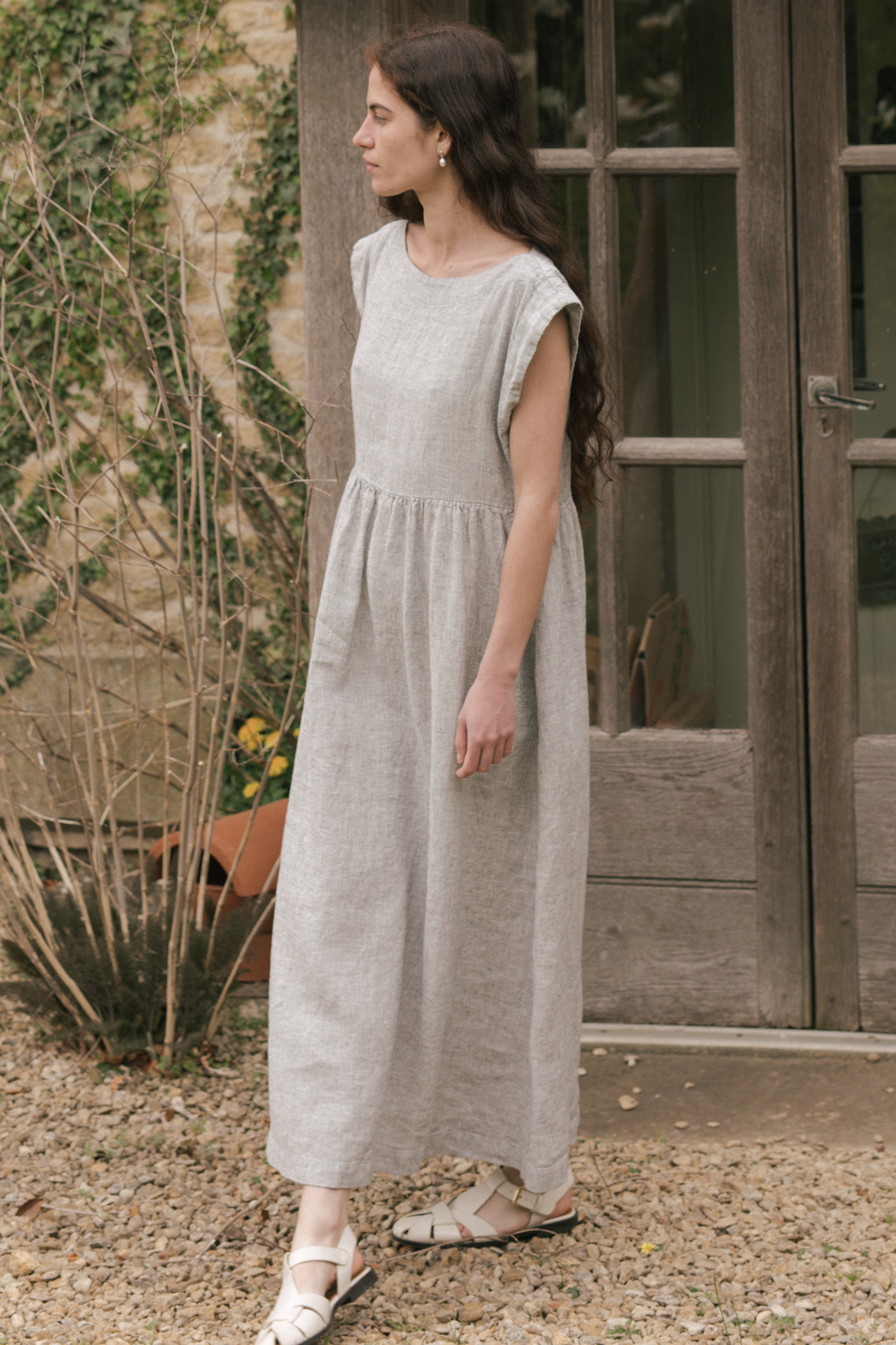 Valley Dress Charcoal Stripe