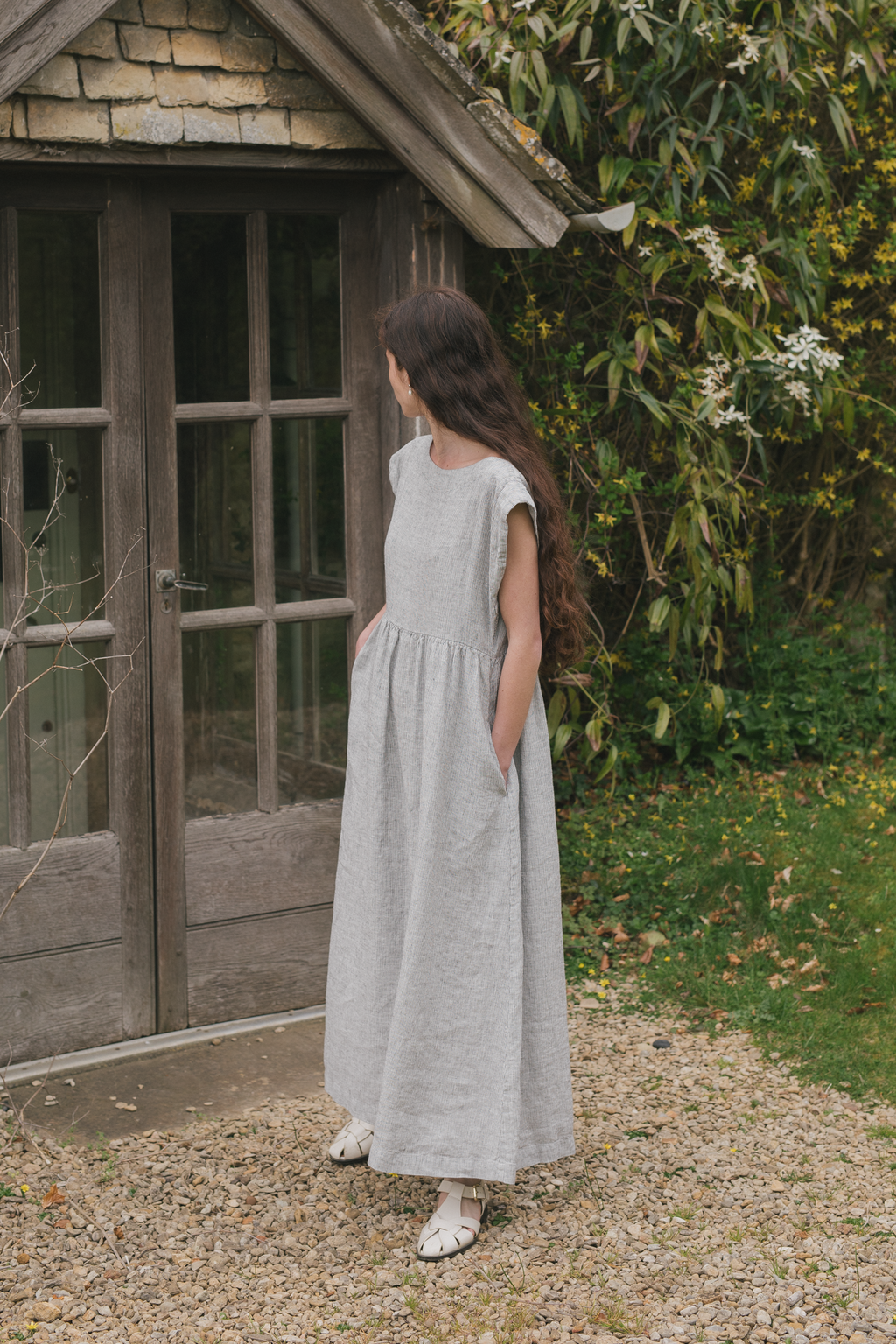 Valley Dress Charcoal Stripe