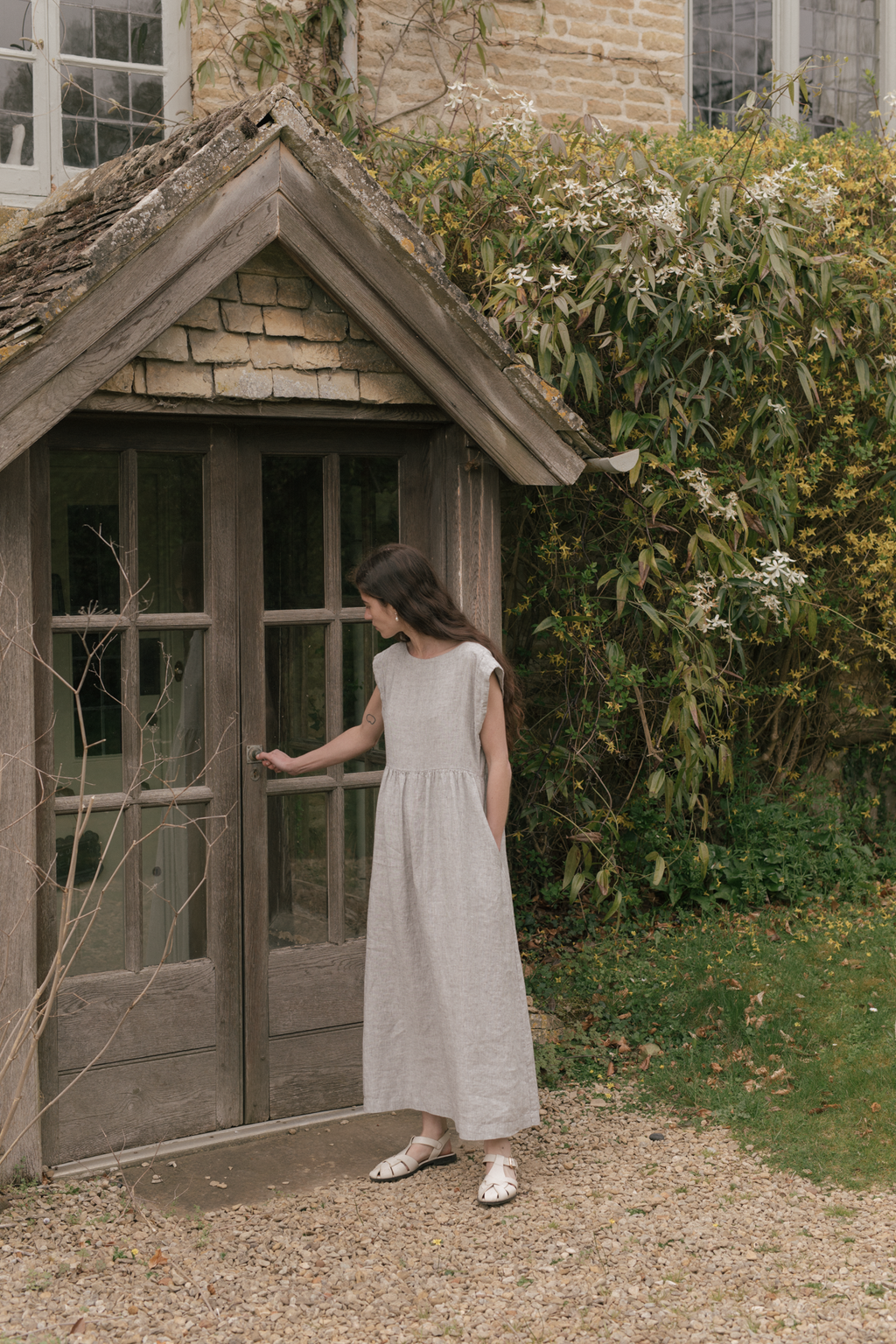 Valley Dress Charcoal Stripe