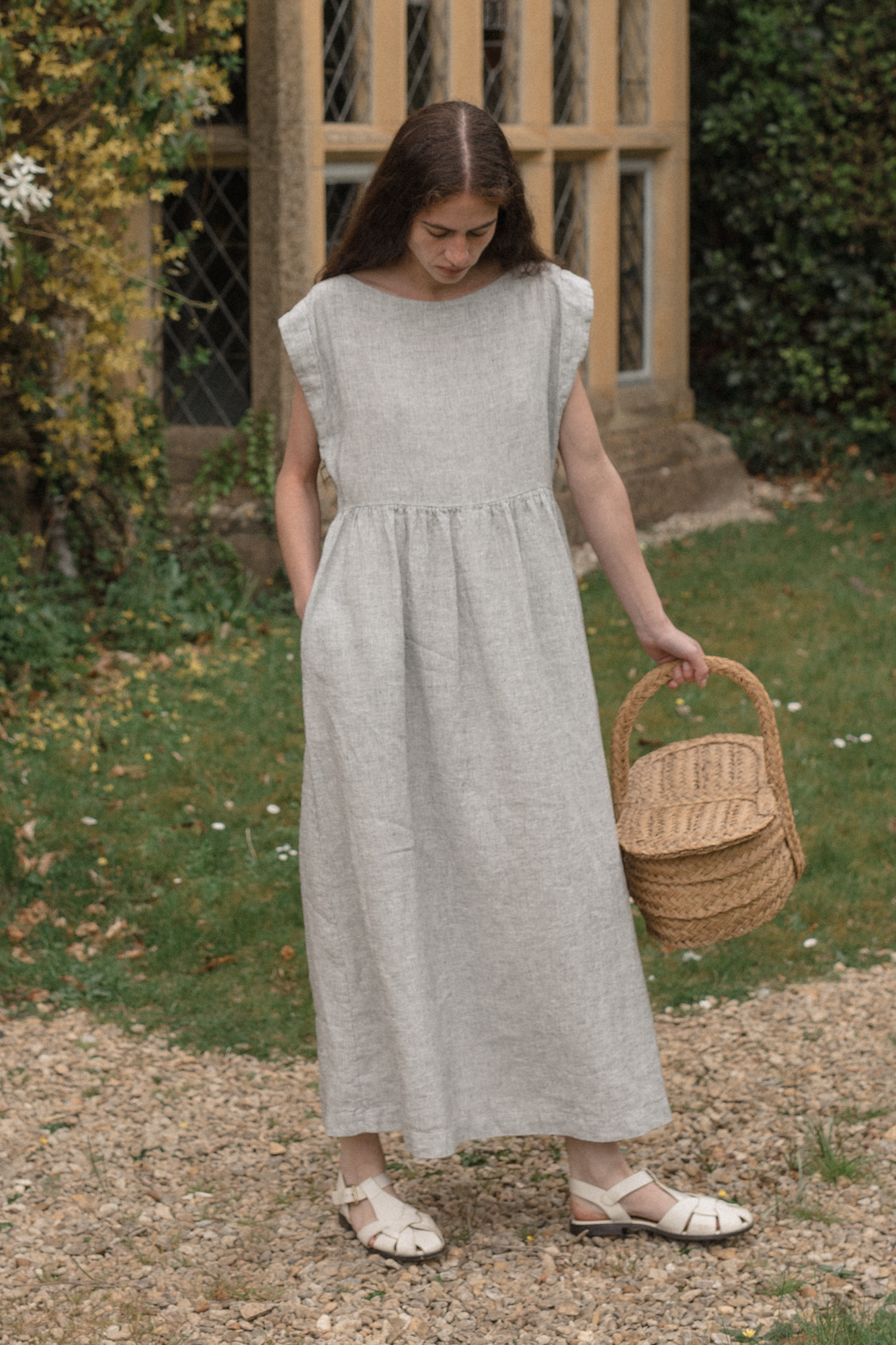 Valley Dress Charcoal Stripe