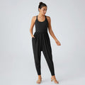 Knitted casual backless cross-strap jumpsuit