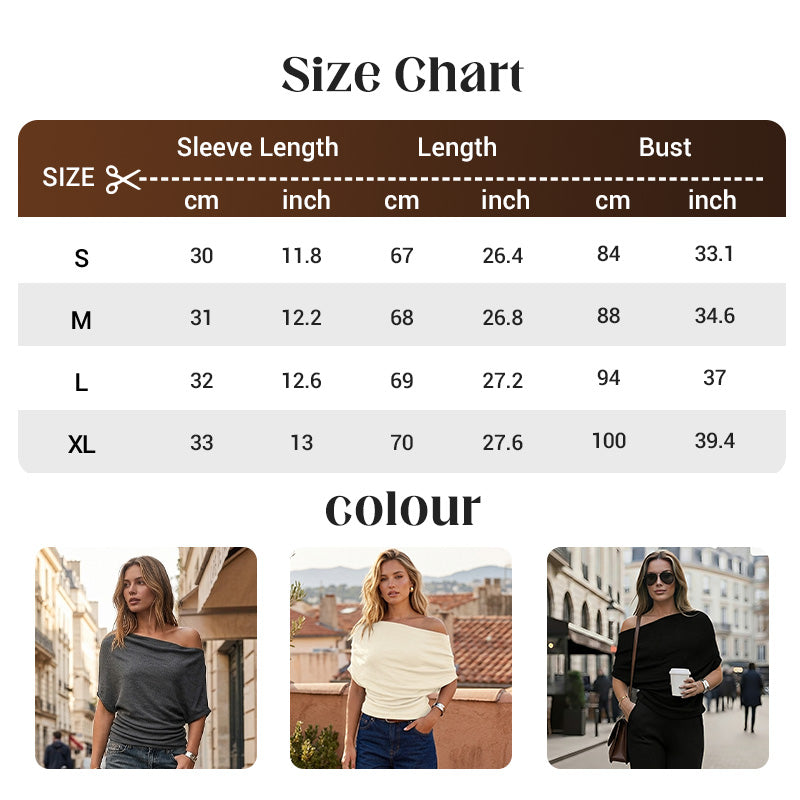 ⏳Limited-time 50% off⏰Women's Asymmetrical Off-Shoulder Batwing Sleeve Top👚