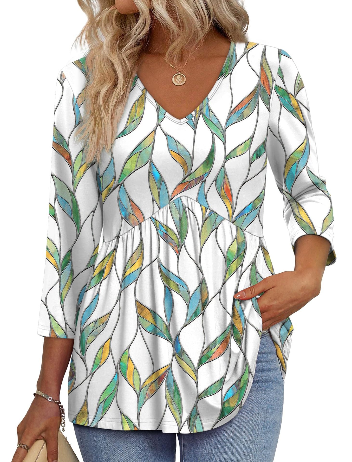 Three-quarter sleeve printed shirt