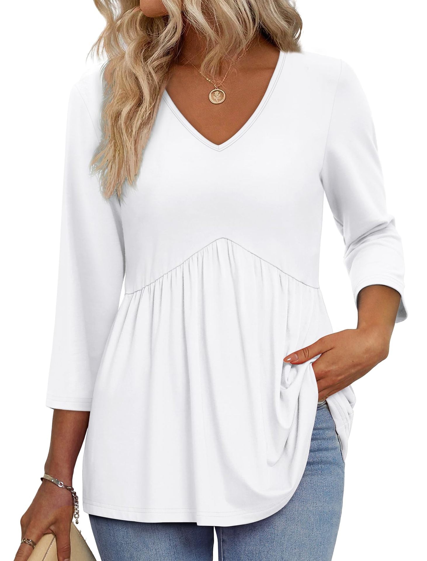 Three-quarter sleeve printed shirt