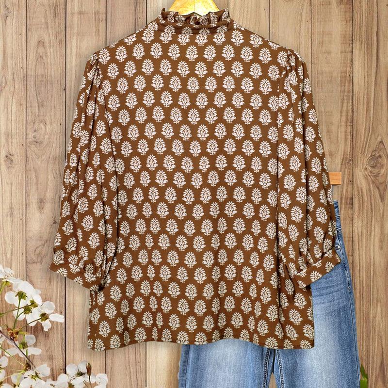 New floral ruffled women's blouse