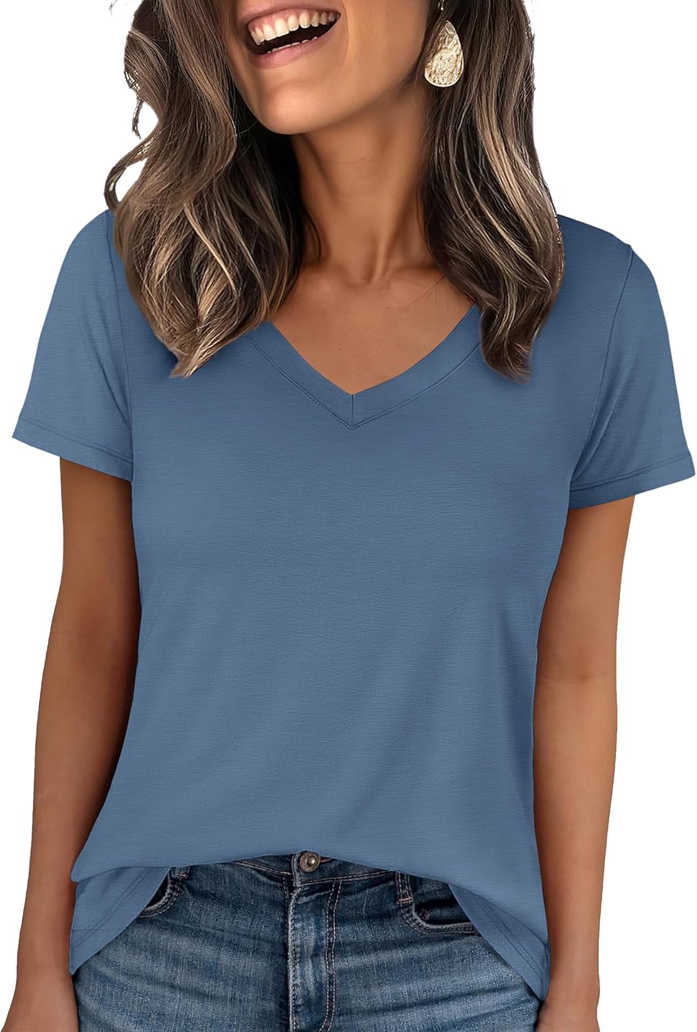 👕Fashion Loose Solid Color Short Sleeve Top