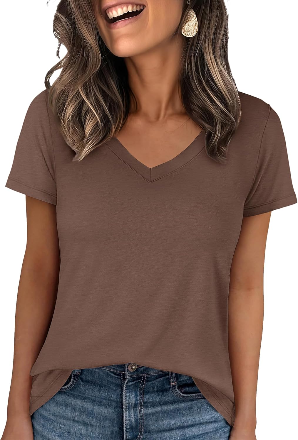 👕Fashion Loose Solid Color Short Sleeve Top