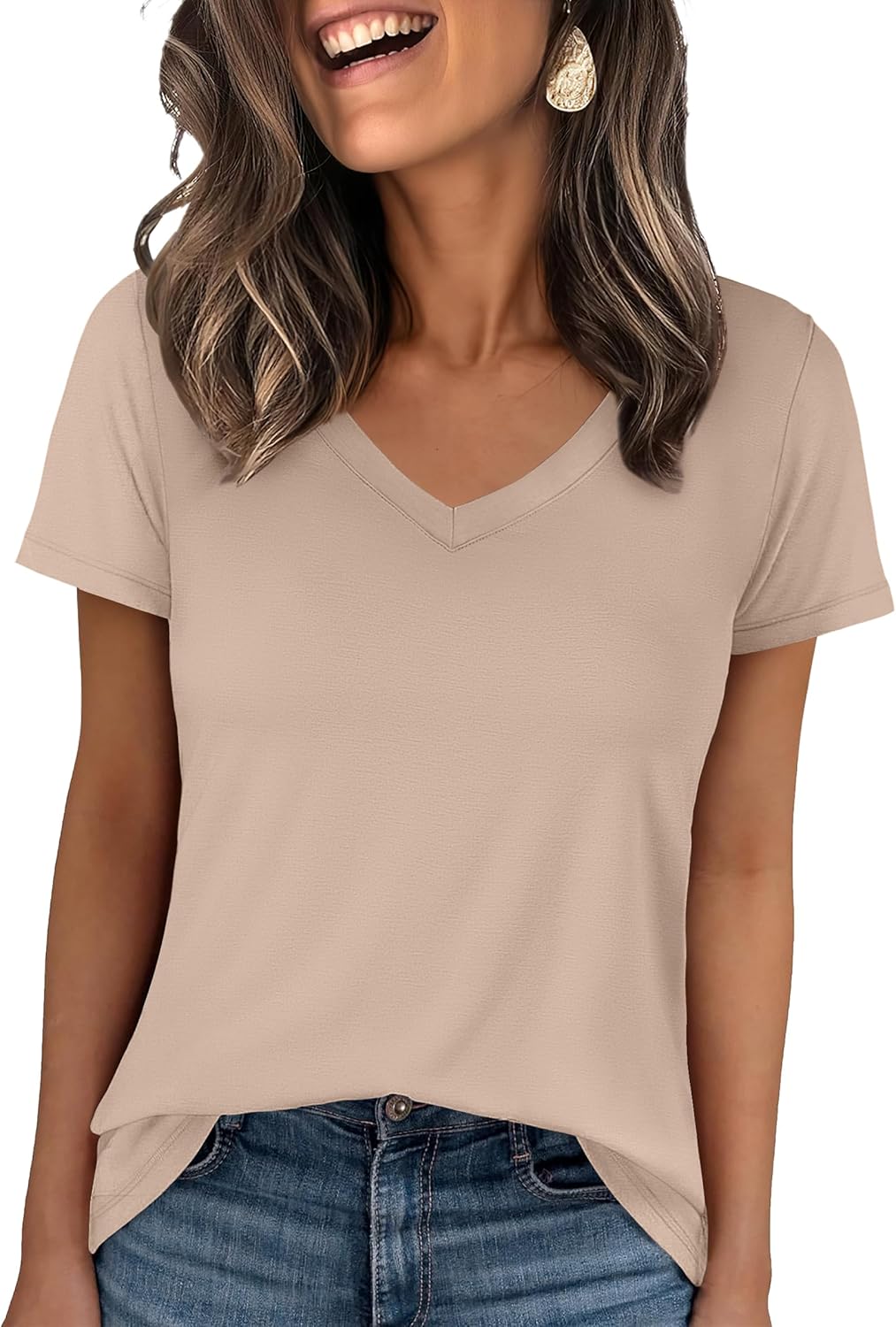 👕Fashion Loose Solid Color Short Sleeve Top