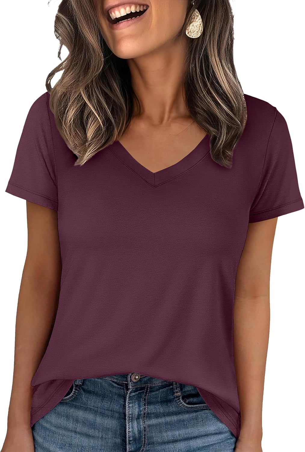 👕Fashion Loose Solid Color Short Sleeve Top