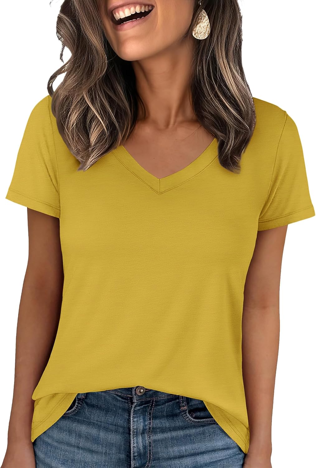 👕Fashion Loose Solid Color Short Sleeve Top