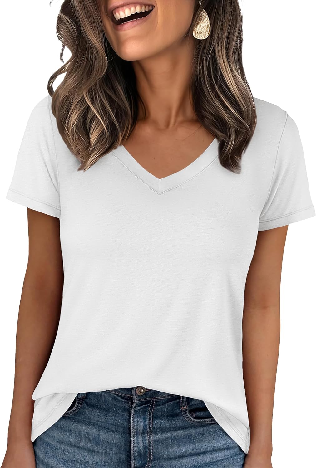 👕Fashion Loose Solid Color Short Sleeve Top