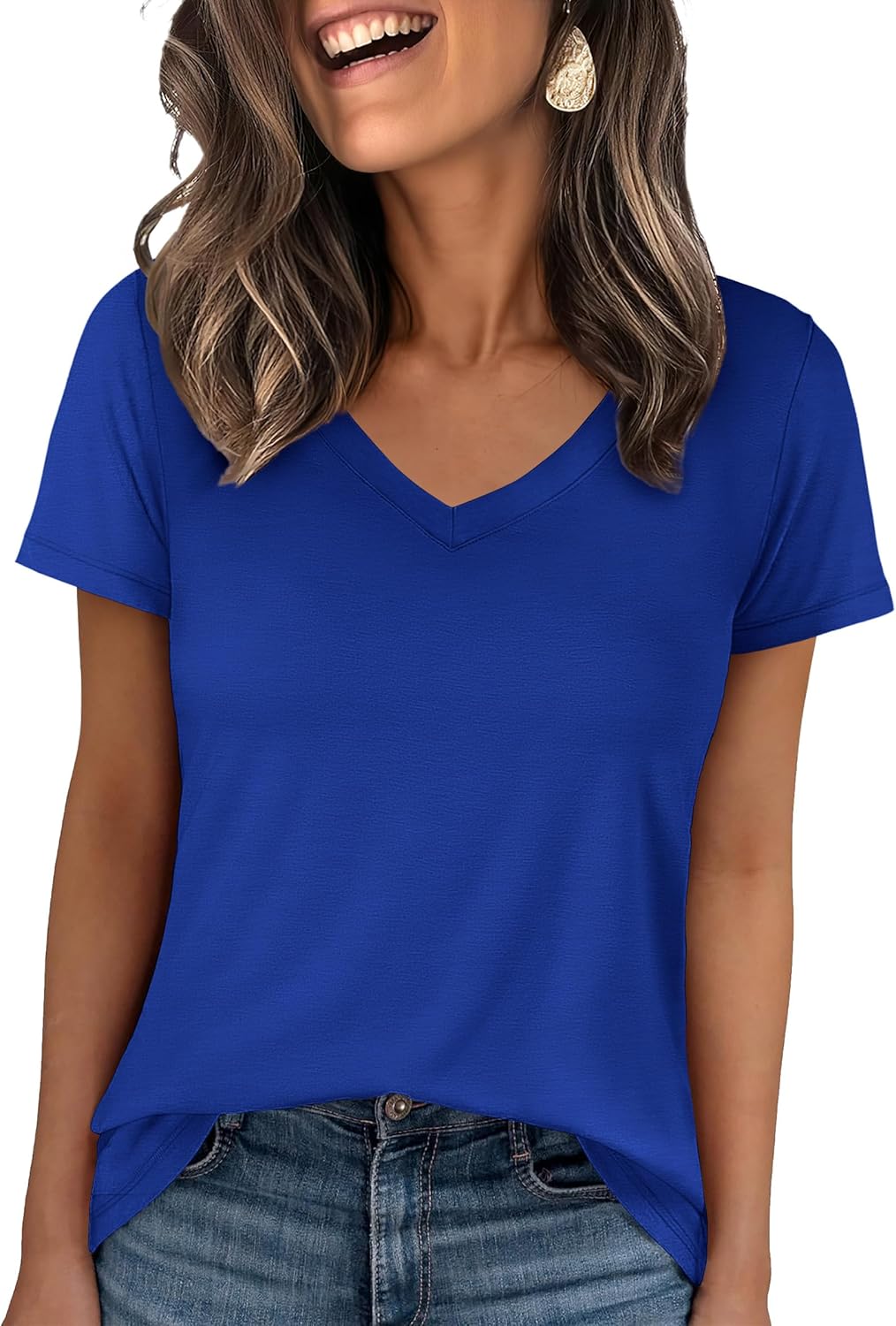 👕Fashion Loose Solid Color Short Sleeve Top