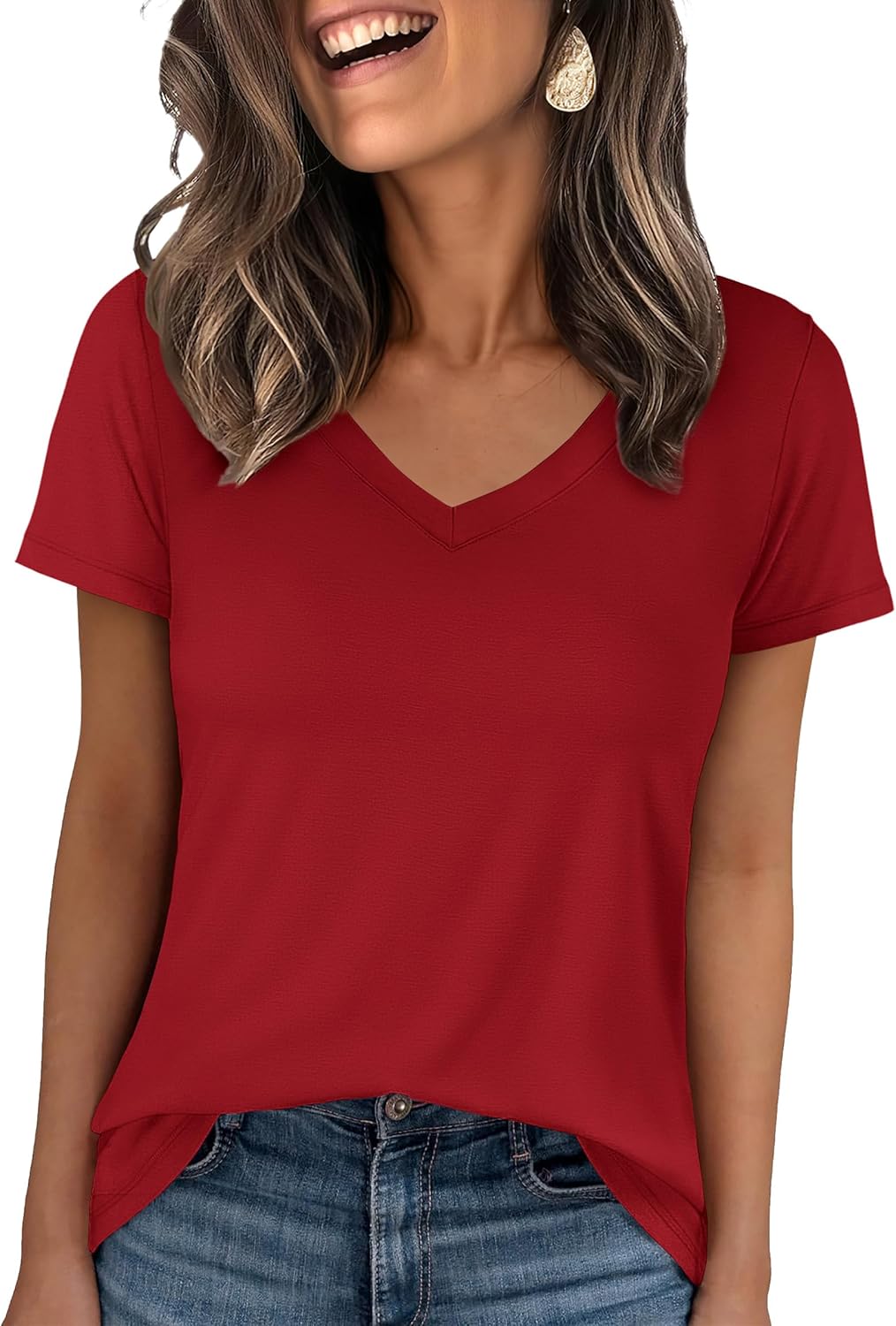 👕Fashion Loose Solid Color Short Sleeve Top