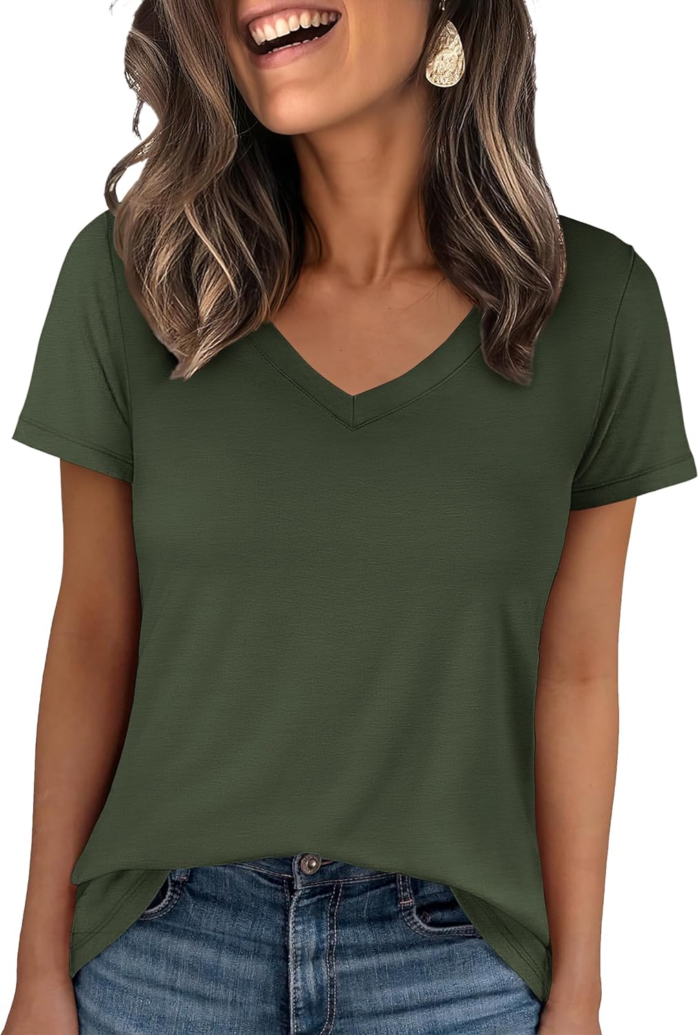 👕Fashion Loose Solid Color Short Sleeve Top