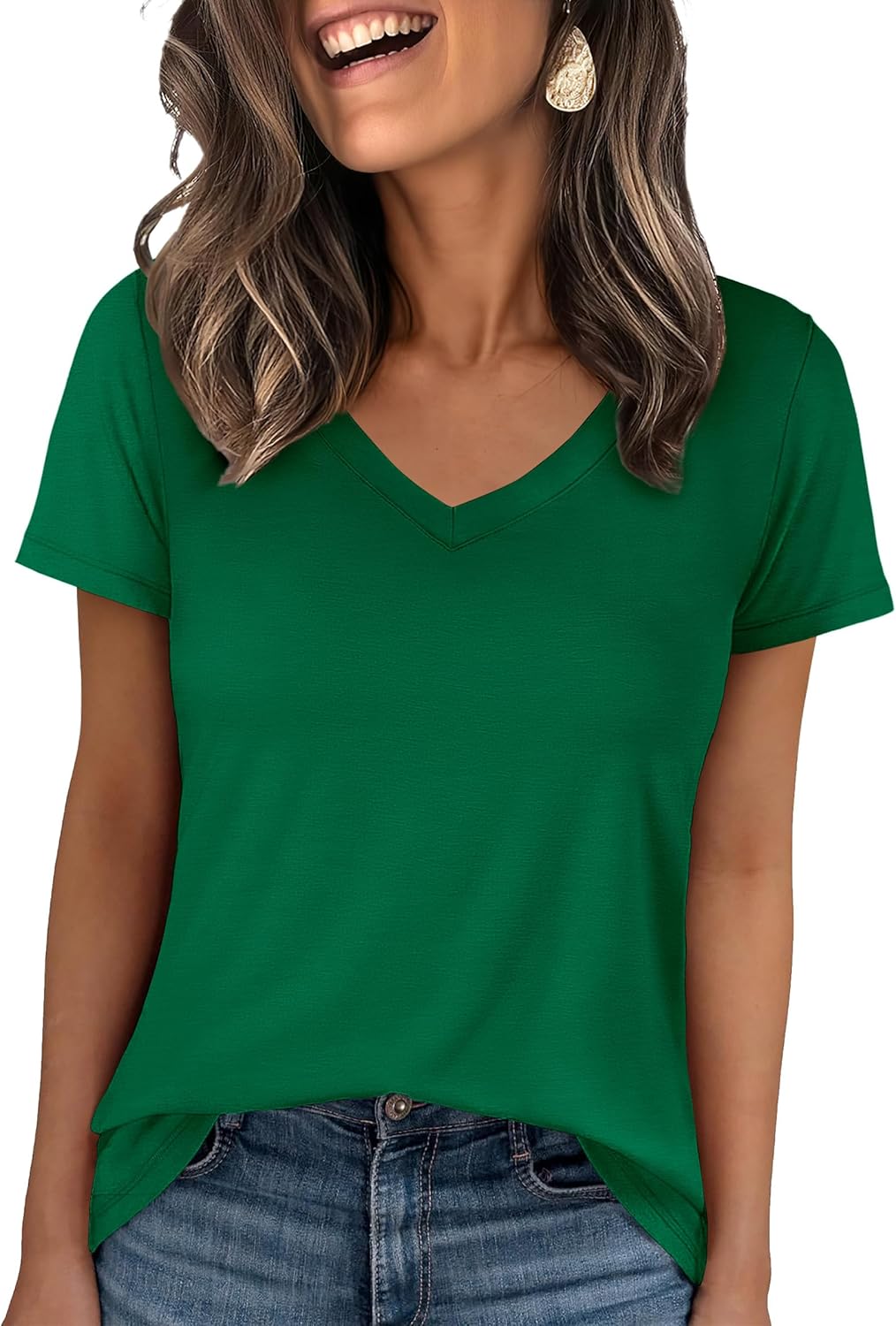 👕Fashion Loose Solid Color Short Sleeve Top