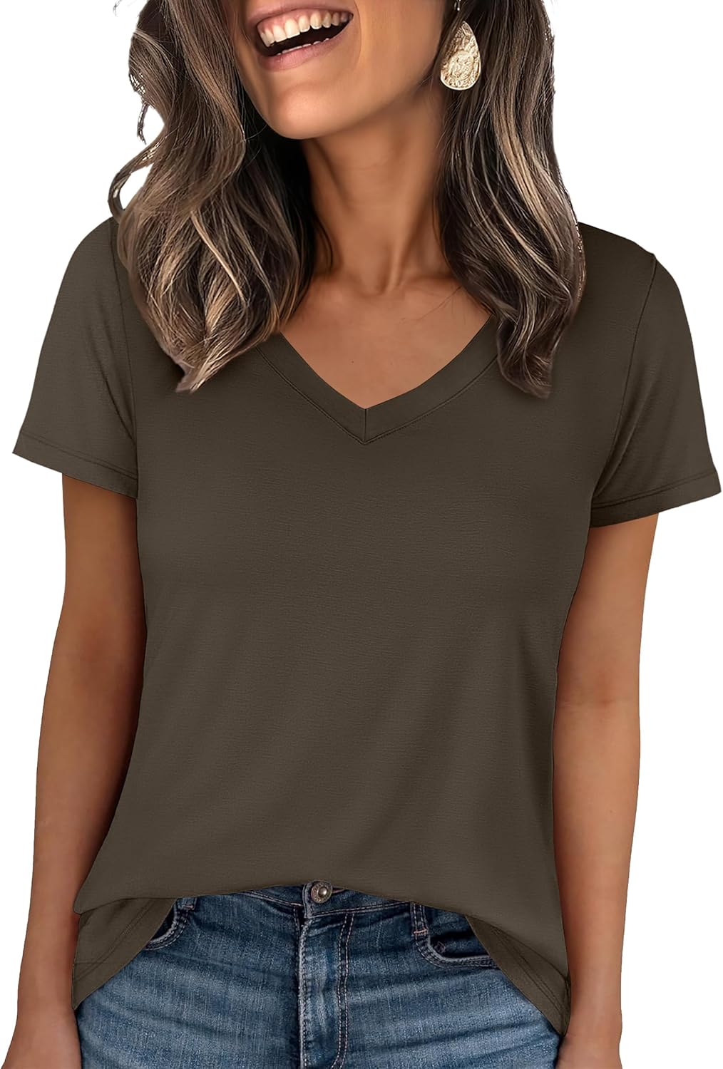 👕Fashion Loose Solid Color Short Sleeve Top