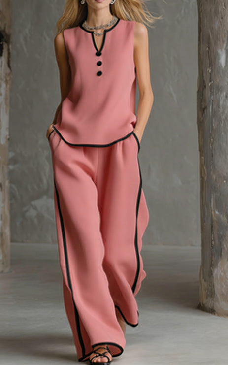 Summer sleeveless simple and comfortable V-neck suit