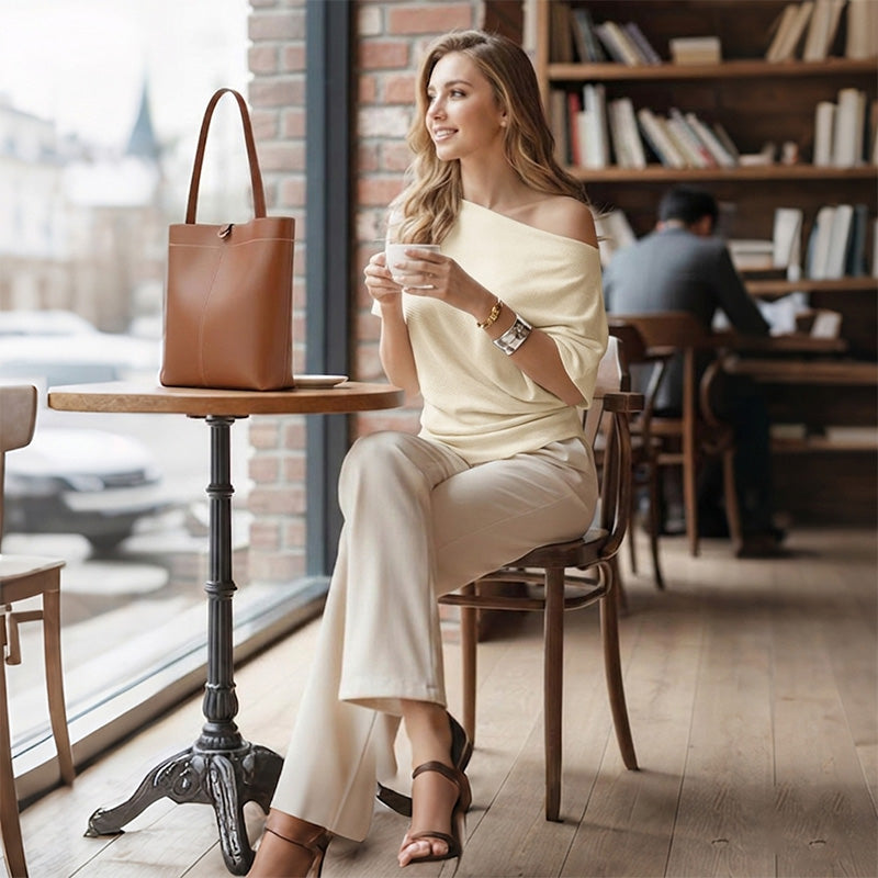 ⏳Limited-time 50% off⏰Women's Asymmetrical Off-Shoulder Batwing Sleeve Top👚