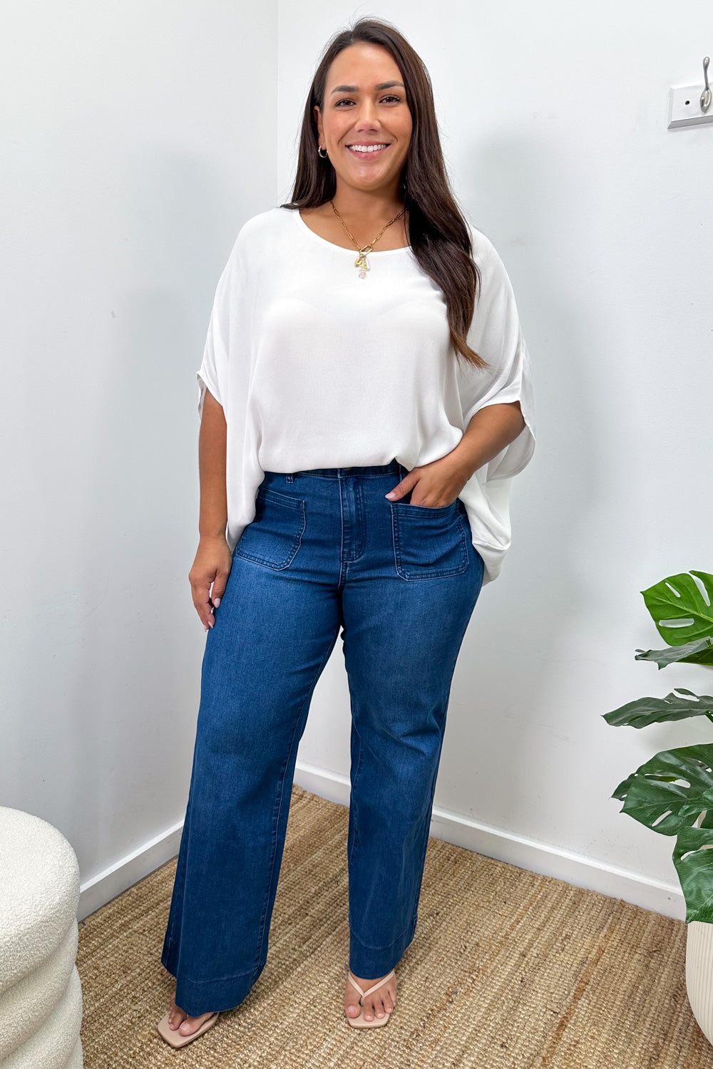 Whitley High Rise Wide Leg Jeans - Dark Denim