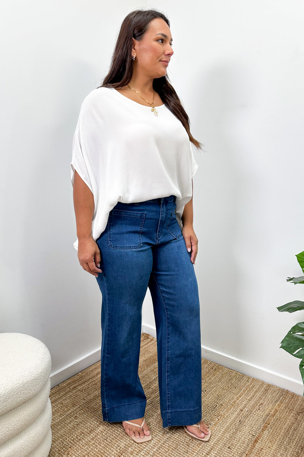 Whitley High Rise Wide Leg Jeans - Dark Denim