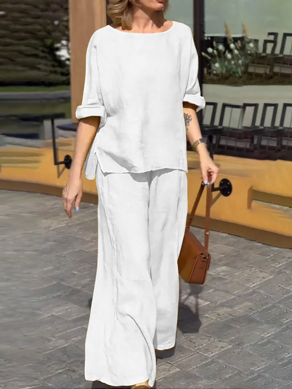 Cotton and linen fashion women's suit