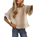New Ruffled Short-Sleeve Knit Sweater