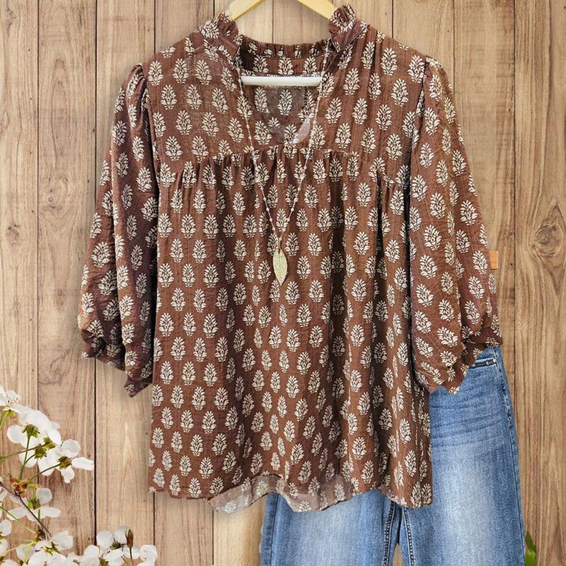 New floral ruffled women's blouse