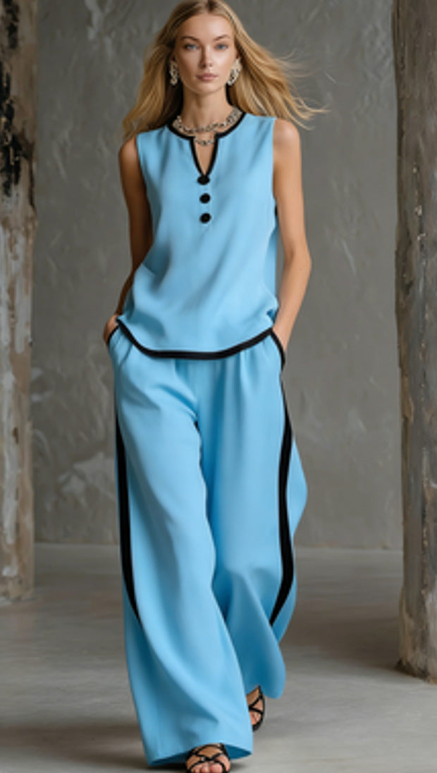 Summer sleeveless simple and comfortable V-neck suit