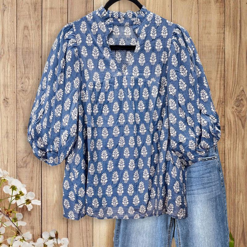 New floral ruffled women's blouse