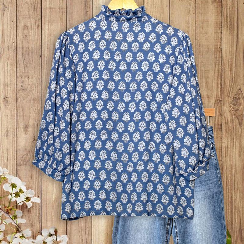 New floral ruffled women's blouse