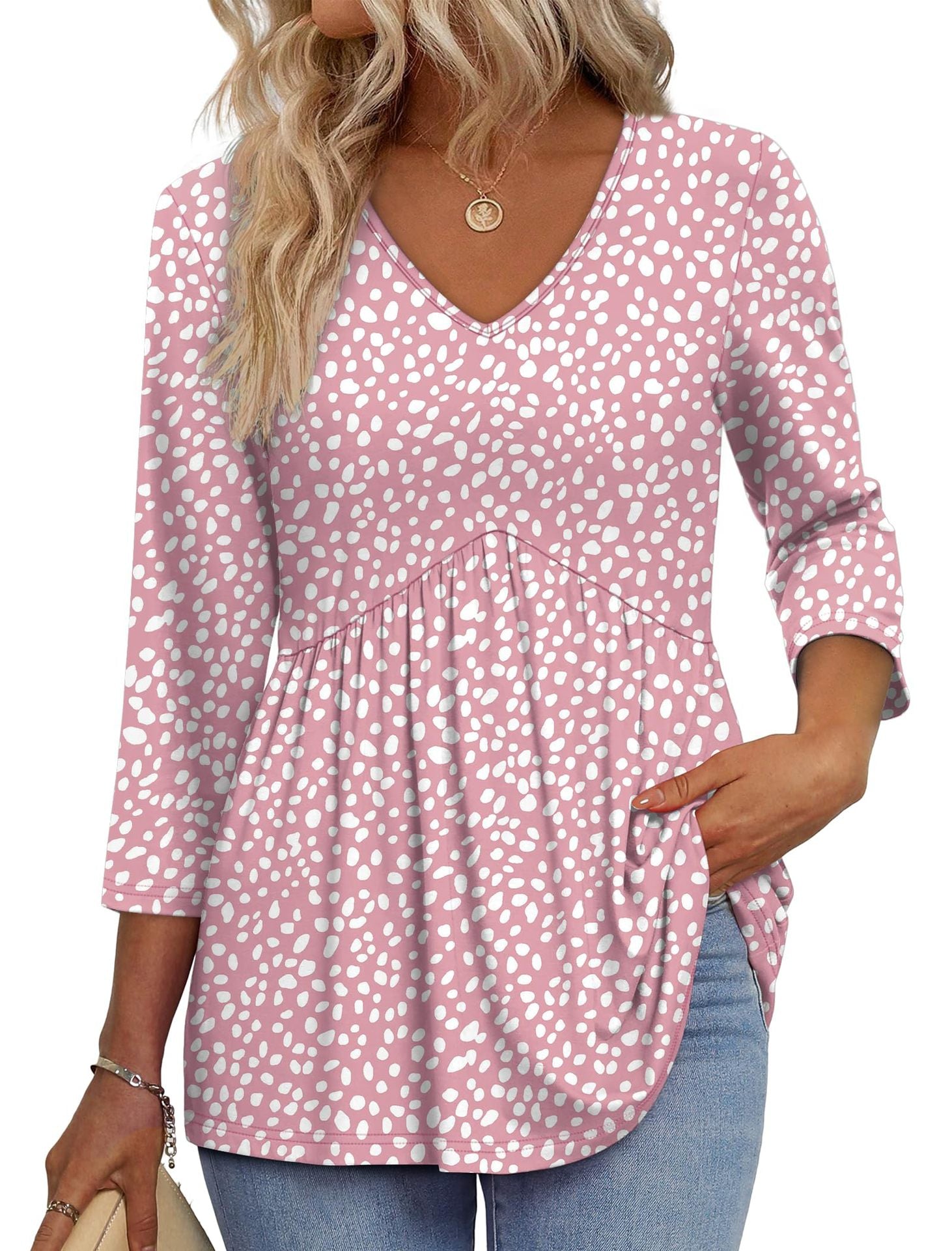 Three-quarter sleeve printed shirt