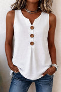 V-neck front button sleeveless top