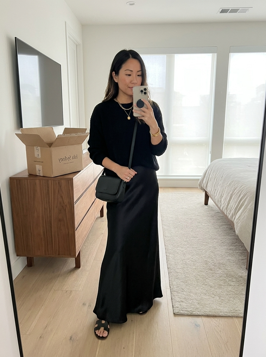 Chloe | Effortless Ivory Knit & Satin Midi Ensemble