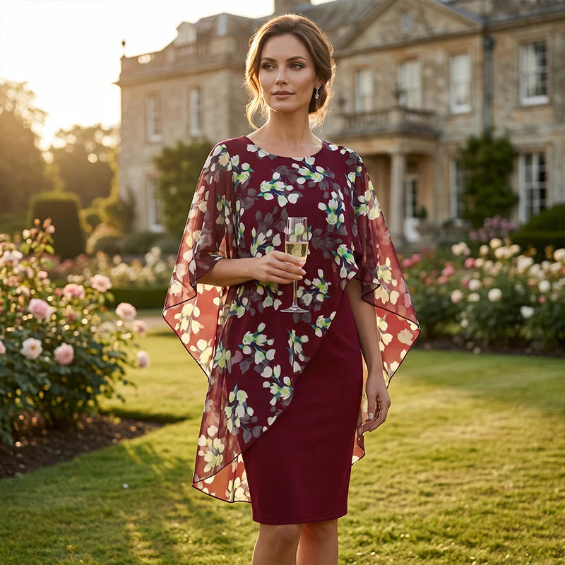 Printed mid-length sleeve dress
